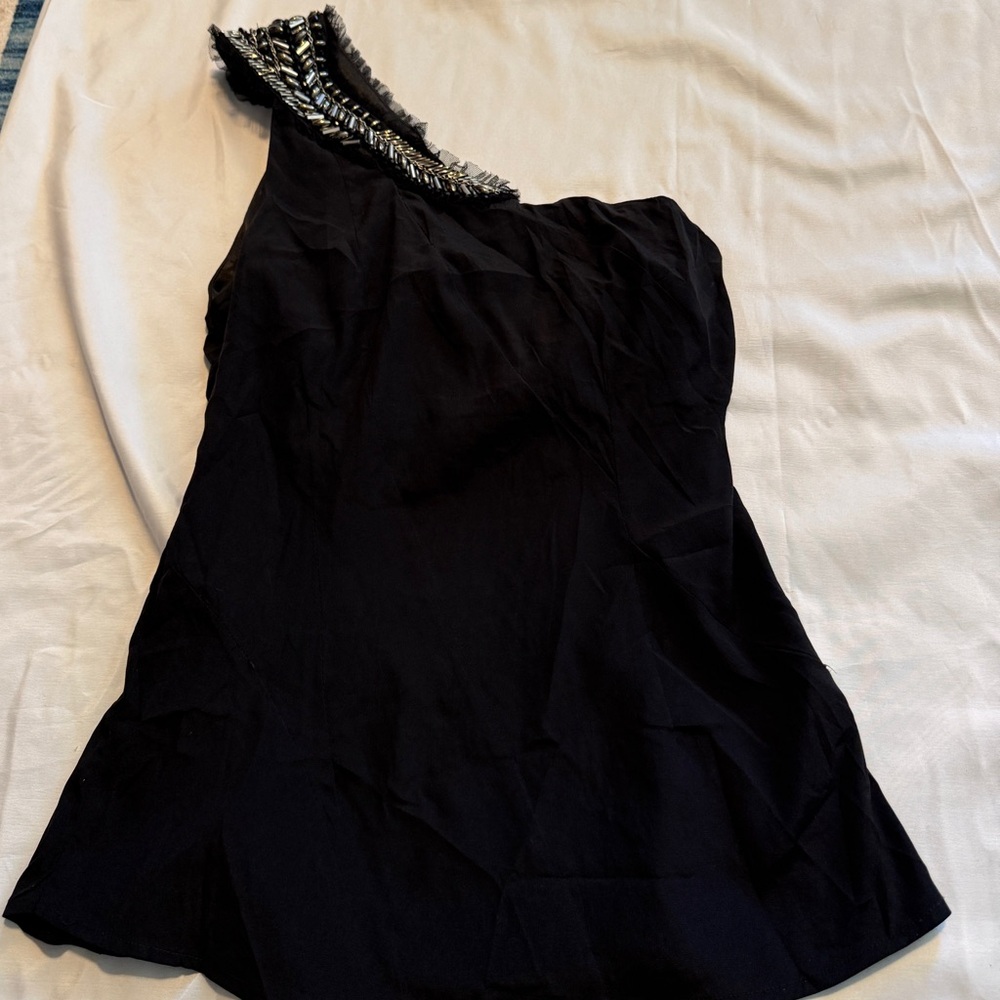 Bebe One Shoulder Black Jeweled Top Y2K Glam - Picture 5 of 9